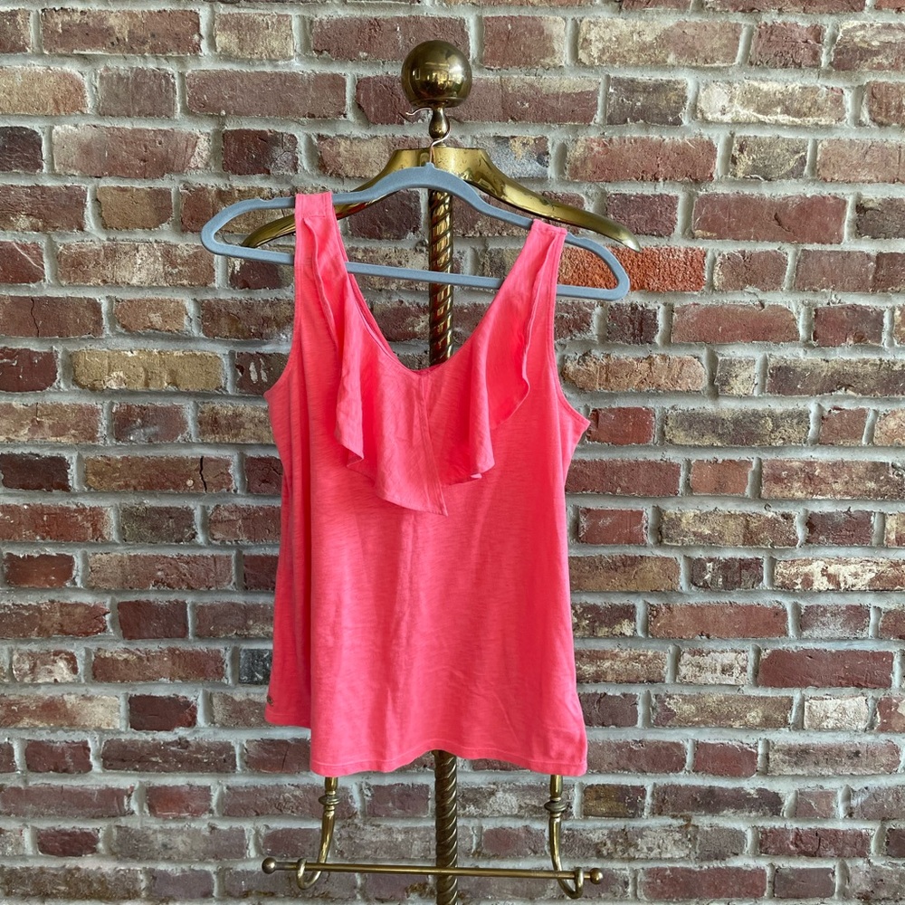 Lilly Pulitzer Coral Ruffle V-Neck Tank Top